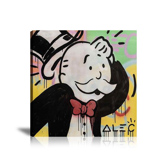 Thinking, Graffiti, Portrait, Colorful, Spray Paint, Street Art, Prints, Pop Art, Paintings, Canvas, Art, Alec Monopoly, Square