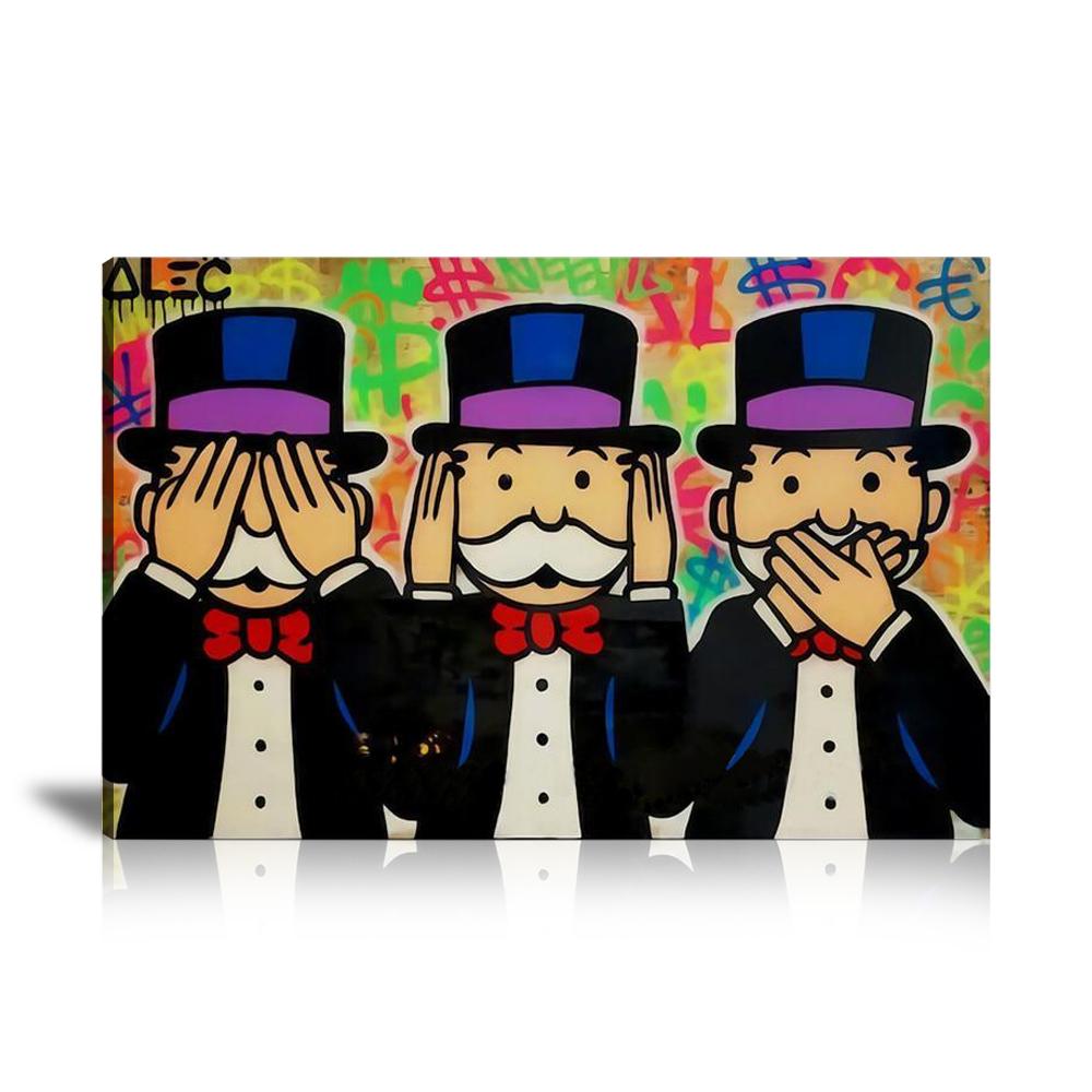 Street Art, Prints, Pop Art, Paintings, Canvas, Art, Alec Monopoly, Monopoly, Wise, Colorful, See, Hear, Speak