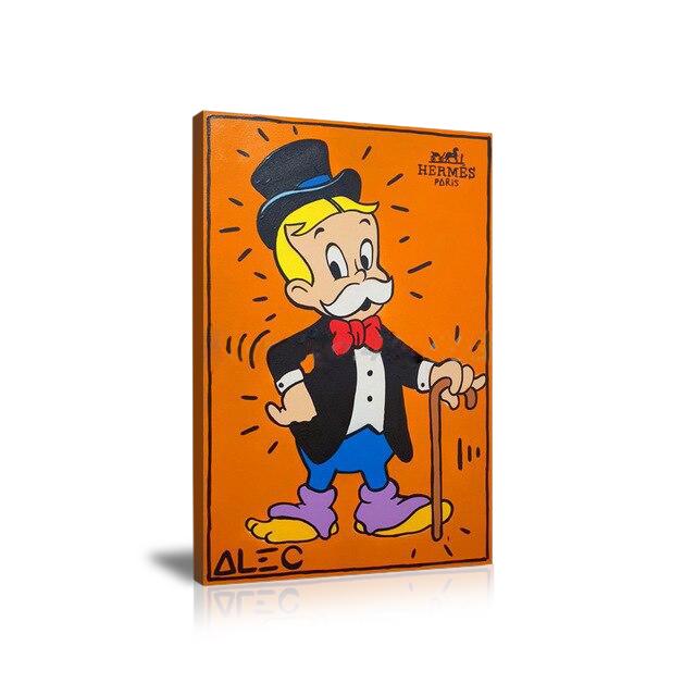 Richie Rich, Luxury Brand, Old Richie, Hermès, Vertical, Street Art, Prints, Pop Art, Paintings, Canvas, Art, Alec Monopoly