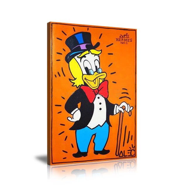 Old McDuck x Hermès Wall Art: Large Colorful Graffiti Print or Framed Canvas Painting for Modern Living Rooms, Dining Rooms and Bedrooms