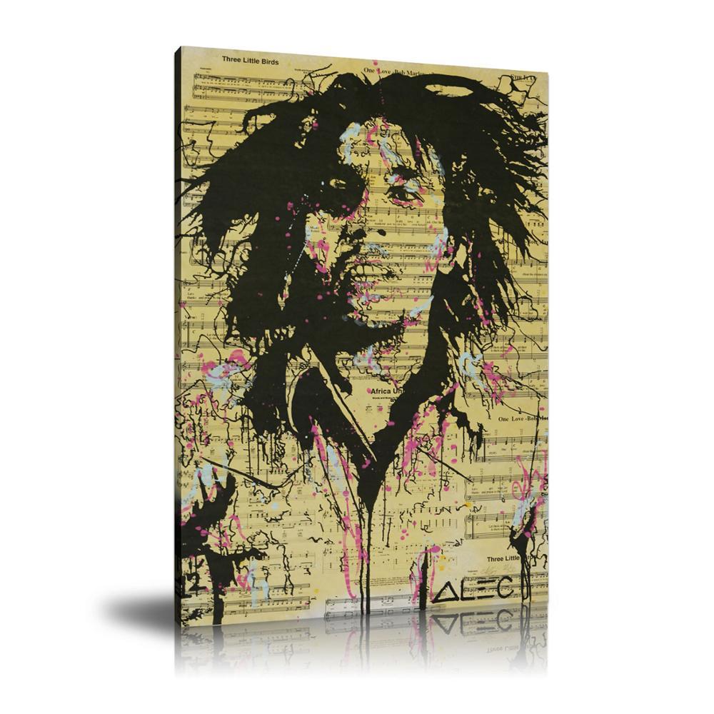 Street Art, Prints, Pop Art, Paintings, Canvas, Art, Alec Monopoly, Bob Marley, Icon, Music, Sheet, Singer, Black and White