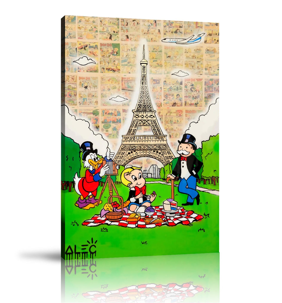 Street Art, Prints, Pop Art, Paintings, Canvas, Art, Alec Monopoly, Monopoly, Richie Rich, Scrooge McDuck, Picnic, Eiffel Tower, Paris, Travel, Team, Comic, Colorful, Paint