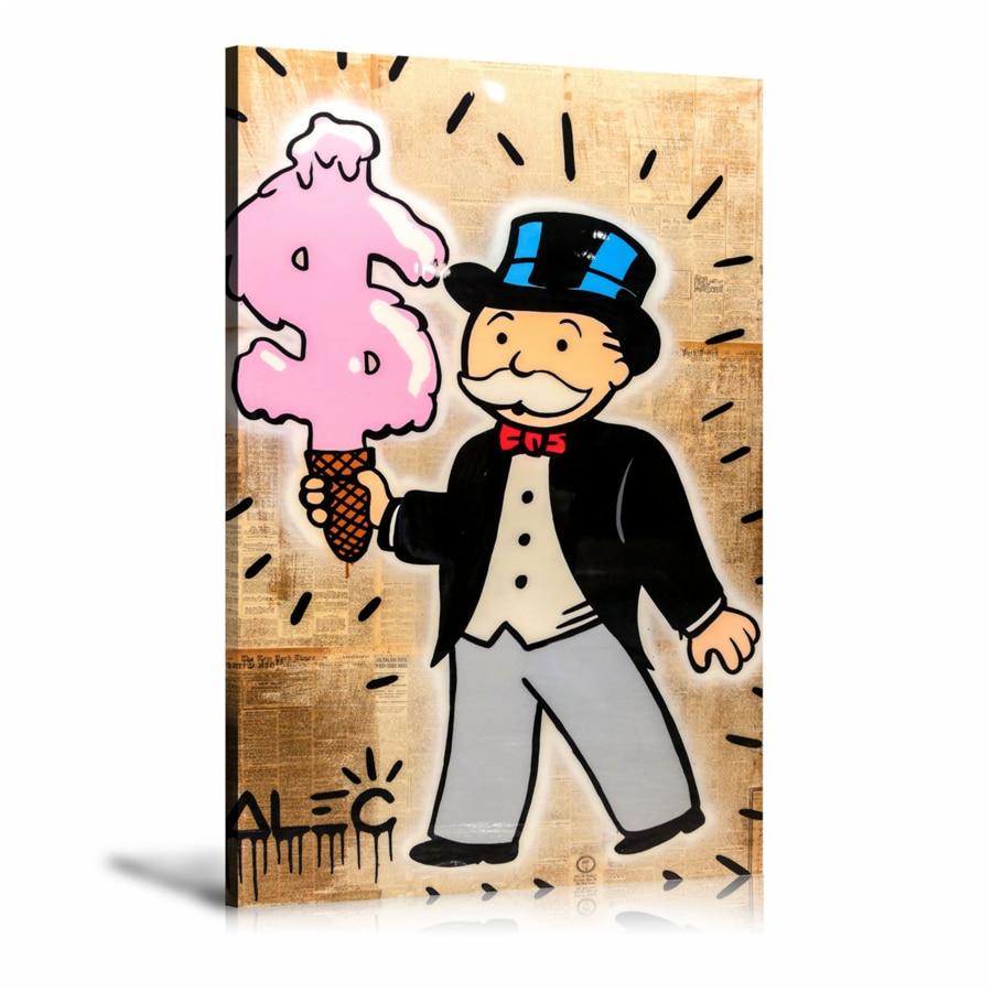 Ice Cream, Dollar Sign, Newspaper, Spray Paint, Graffiti, Colorful, Collage Art, Comics, Street Art, Prints, Pop Art, Paintings, Canvas, Art, Alec Monopoly, Vertical