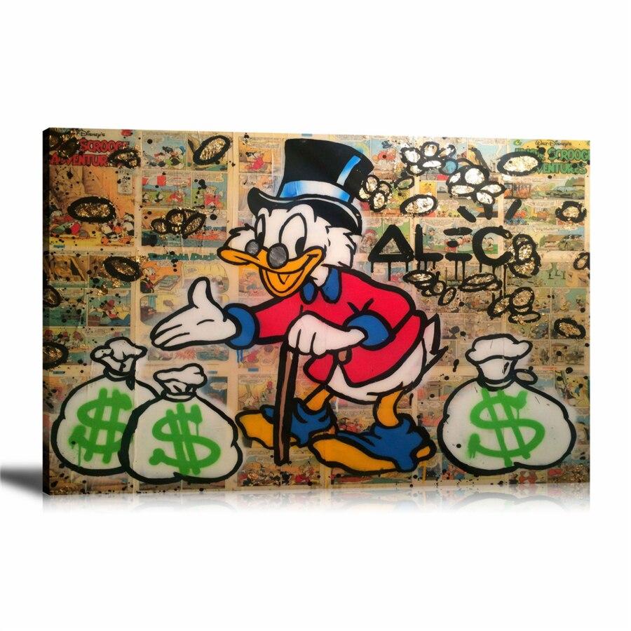 Scrooge McDuck, Cash Bag, Comics, Spray Paint, Graffiti, Colorful, Street Art, Prints, Pop Art, Paintings, Canvas, Art, Alec Monopoly, Landscape