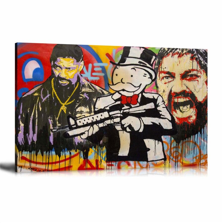 ShotGun, Denzel Washington, Leonidas, Hero, Spray Paint, Graffiti, Colorful, Street Art, Prints, Pop Art, Paintings, Canvas, Art, Alec Monopoly, Landscape